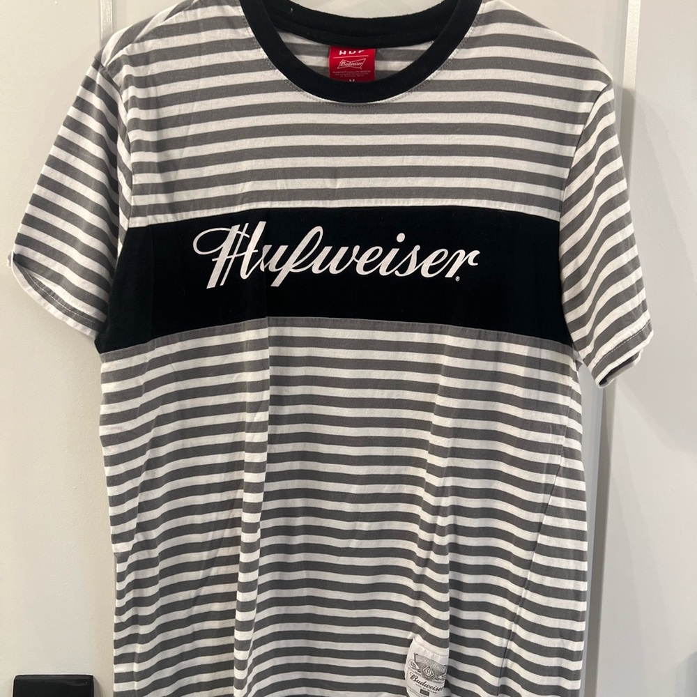 HUF Gray and Black Striped Tee